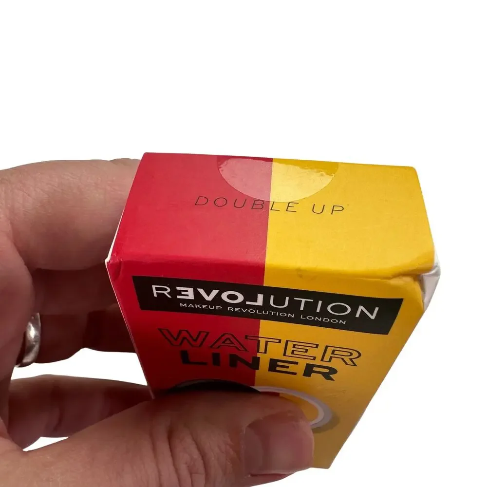 Makeup Revolution NIB Water Activated Double Up Red Yellow Eyeliner .23 oz 6.8g